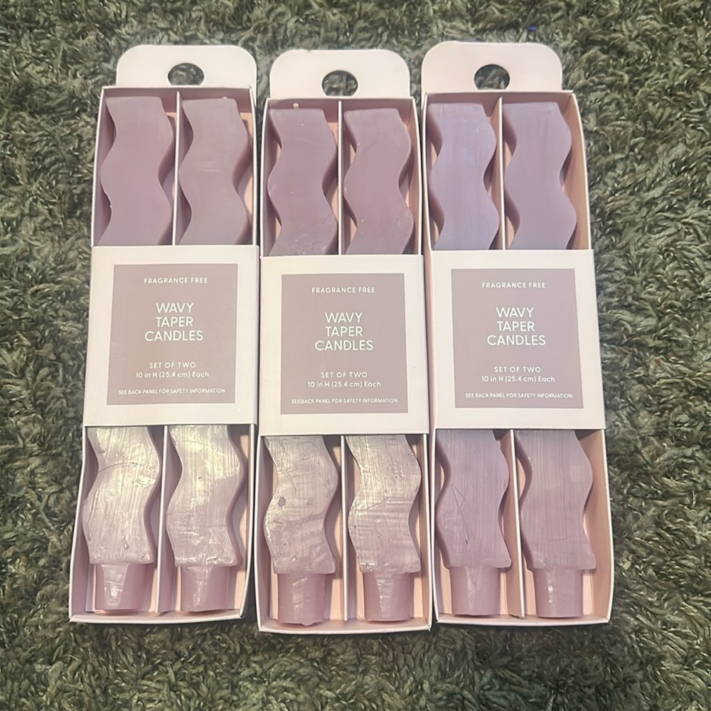 Pink Wavy Taper Candles Set of  3 Pack Of 2